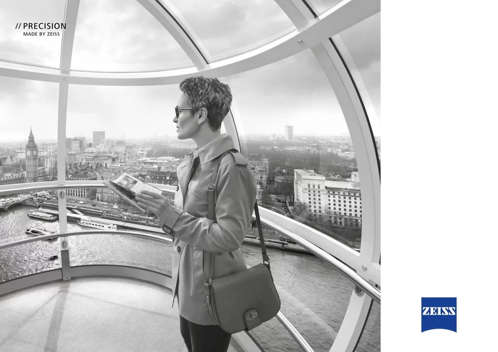 Lady wearing glasses in the London Eye