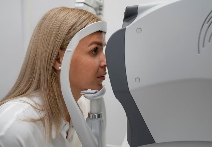 A person having an eye test