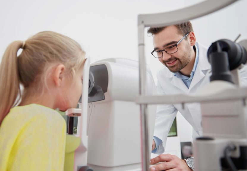 Childing having an eye test