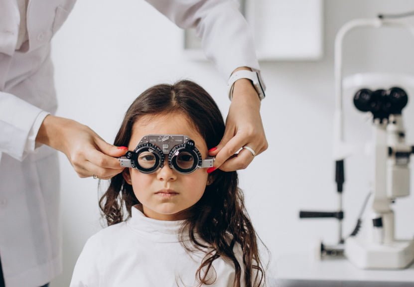 A child having a myopia test