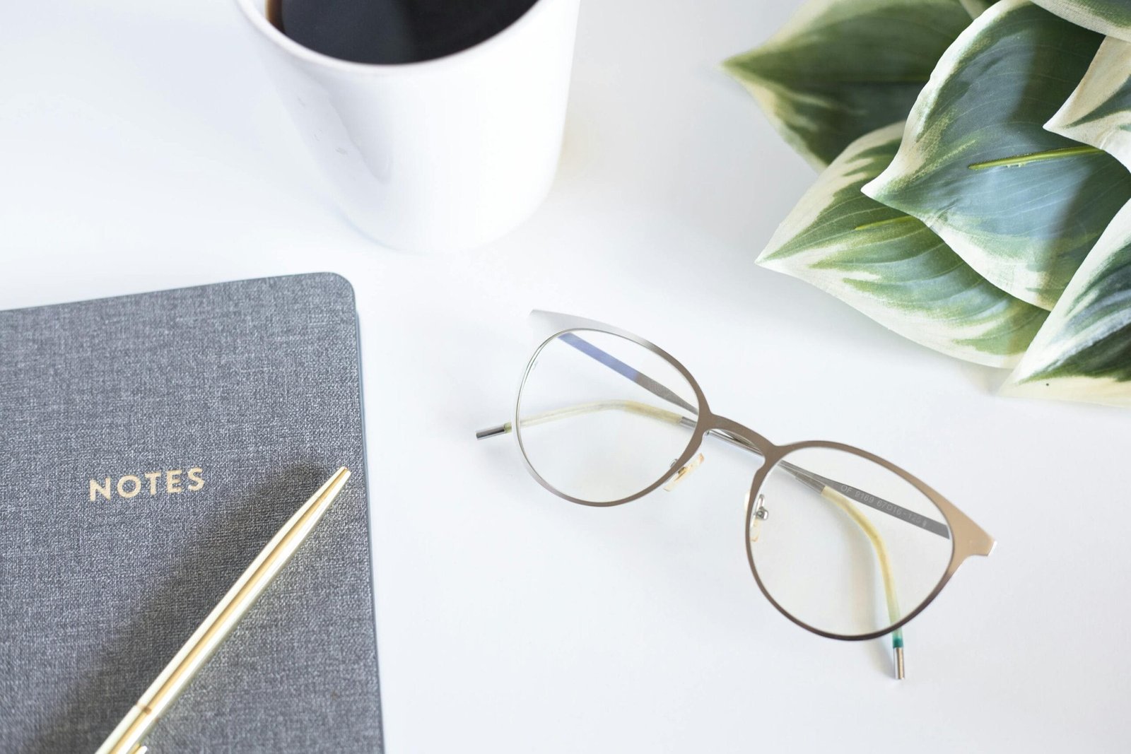 glasses on office desk