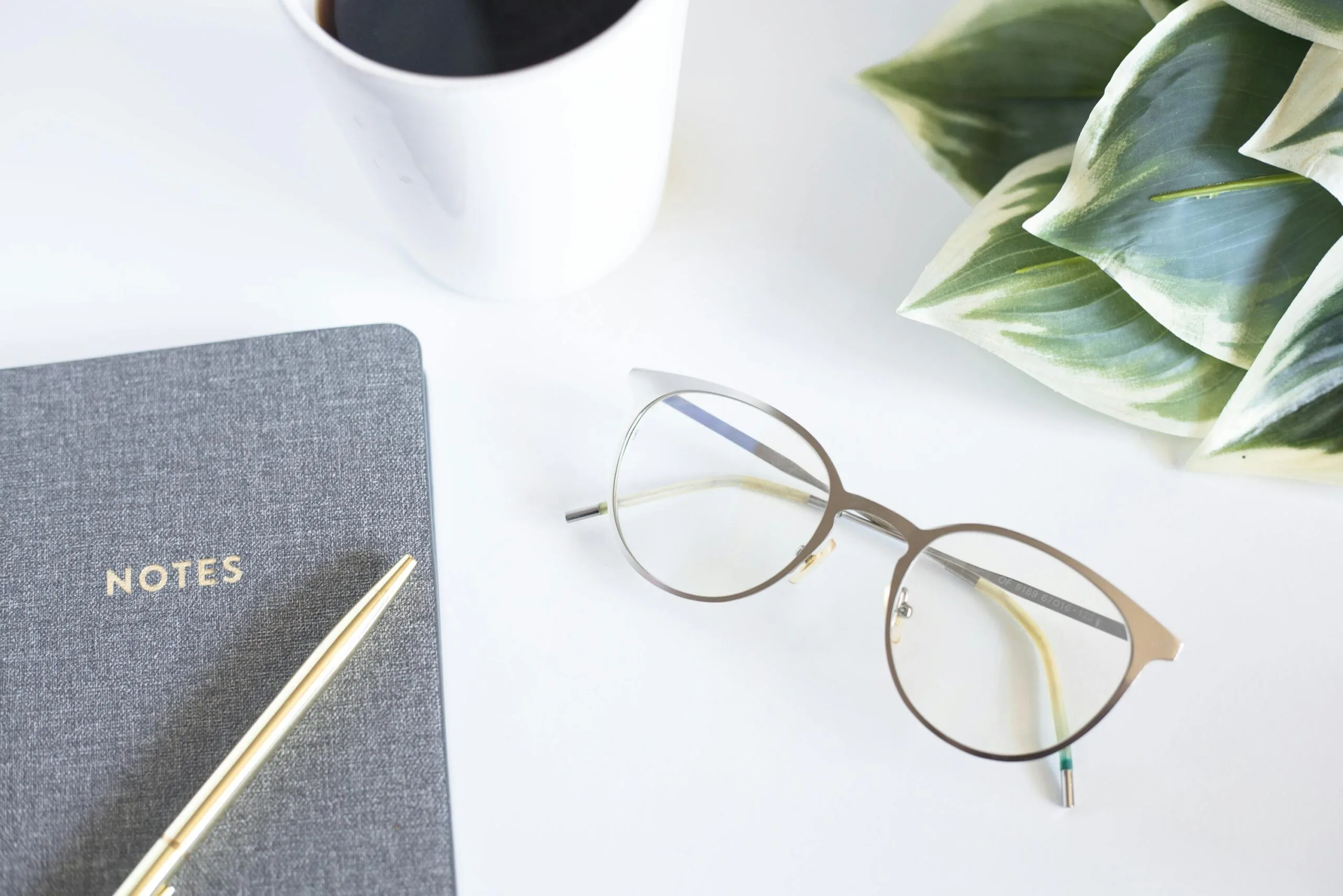 glasses on office desk